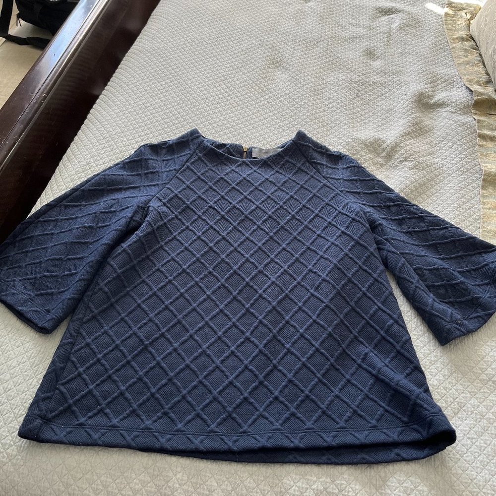 Navy Quilted Anthropologie Top